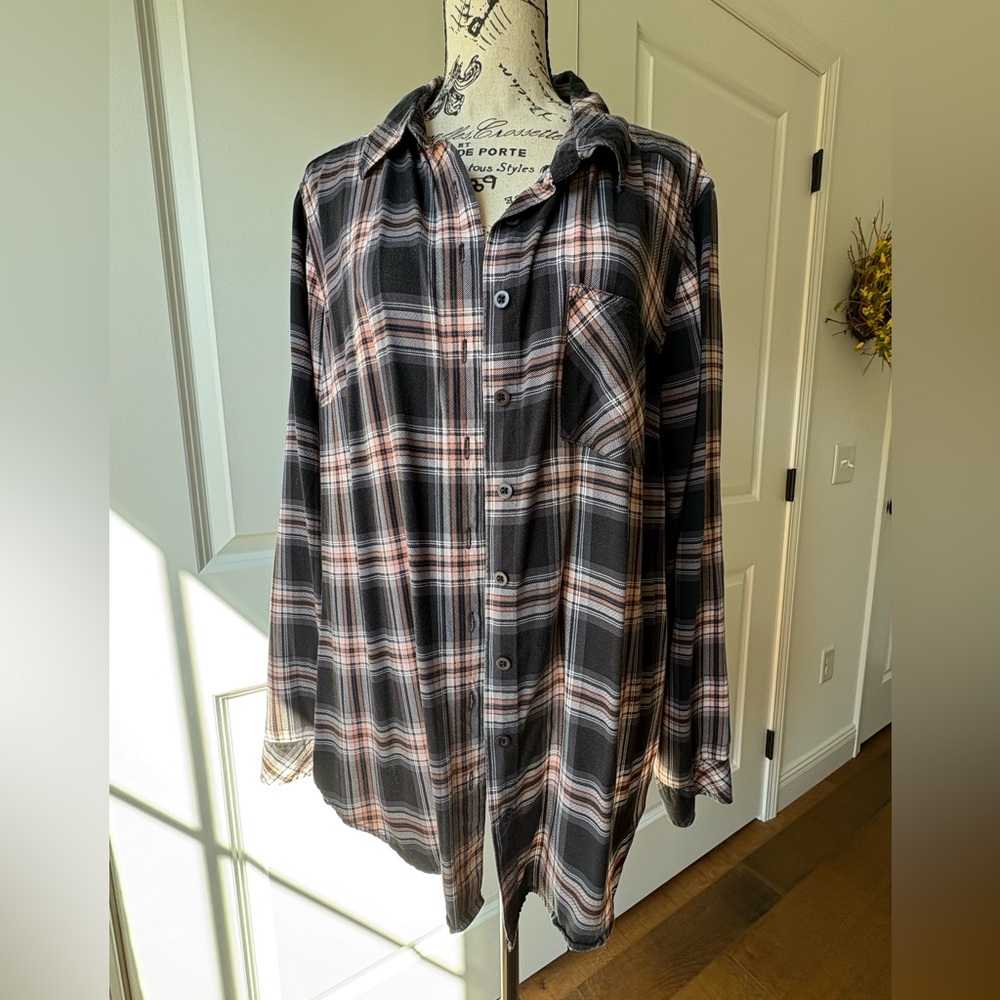 Torrid Pink and Black Plaid Shirt